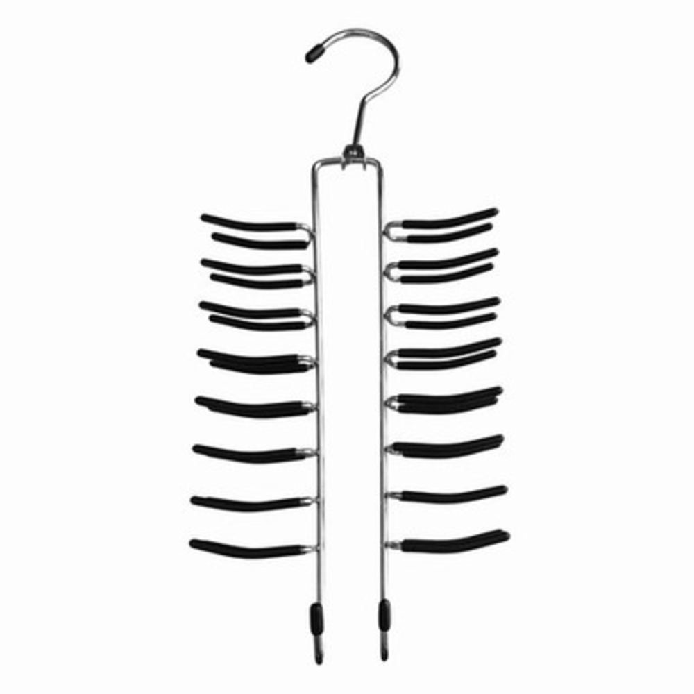 Chrome Non-Slip Tie Belt Hanger Rack Organizer 20 Hook Space Saving 6.5x15" EXC